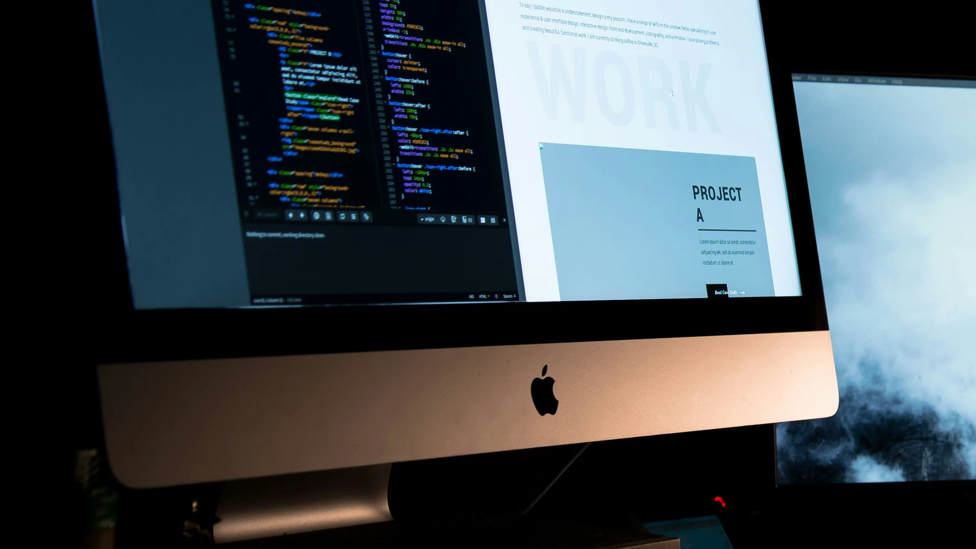 Laptop with a digital workspace in dark lighting